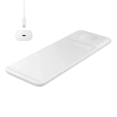 Immagine di Samsung Trio Caricabatterie Wireless + USB C Cavo Bianco
