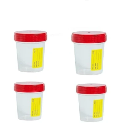 Immagine di Contenitori Sterili per Urine, 4 Pezzi, 120 ml, con Tappo Ermetico a Vite