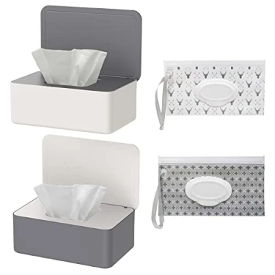 Immagine di 2 Pezzi Scatole di Salviettine umidificate e Sacchetti per salviette Umidificate, Dispenser Contenitori salviettine, Scatola Porta
