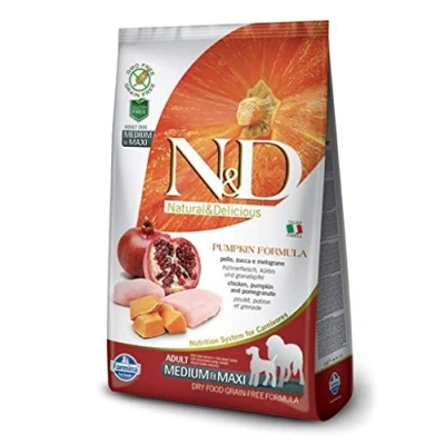 Immagine di Multipack risparmio! 2 x 12 kg Farmina N&amp;D Crocchette cane Grain Free Pumpkin Adult Medium/Maxi Pollo, Zucca &amp; Melograno