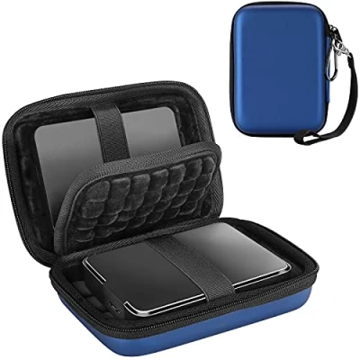 Immagine di ProCase Custodia Hard Disk Esterno 2.5&quot;, Rigida per HDD SSD TOSHIBA Western Digital Maxtor WD KESU Seagate My Passport Hitachi SanDisk Canvio Basics 500G 1TB 2TB 3TB 4TB, Grande Blu Marino