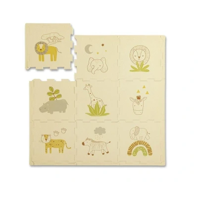 Immagine di Hakuna Mat Elegante tappeto puzzle per neonati 0,9x0,9 m 9 pannelli 30x30 cm con animali e 12 bordi Tappetino da gioco più spesso del 20% in confezione riciclabile atossico inodore