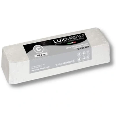 Immagine di Lux Metal Pasta Abrasiva Lucidante Bianca S. Fine 350 gr Lucidatura Acciaio Inox Cera Per Lucidare Metalli Alluminio Ferro Lucida Cromature Legno Plexiglass Solida Marmo Ottone Rame Plastica Argento