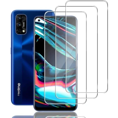 Immagine di Jinyunlai 3 Pezzi, Vetro Temperato per Realme 7 Pro, Pellicola Prottetiva Anti Graffio, Impronte, Senza Bolle, Durezza 9H, Ultra Trasparente, Resistente, proteggi schermo