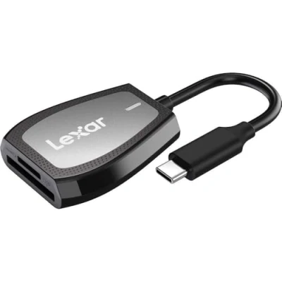 Immagine di Lexar Lettore a doppia fessura Professional con connettore USB C per schede SD e microSD UHS I, nero