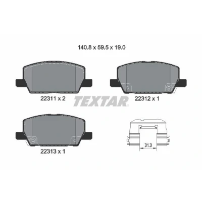 Immagine di TEXTAR 2231102 Kit pastiglie freno con segnalatore acustico usura accessori OPEL: Insignia B Sports Tourer, Mokka / X