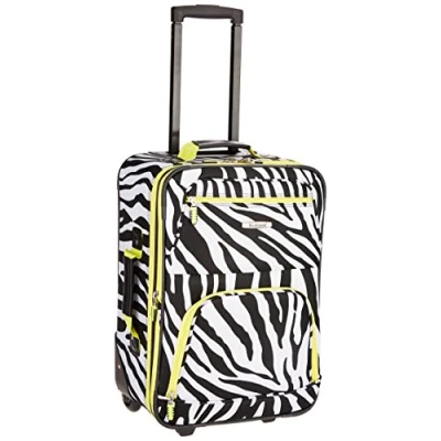 Immagine di Rockland Set di valigie verticali Softside moda, Zebra Lime, 2 Piece (14/19), Bagagli