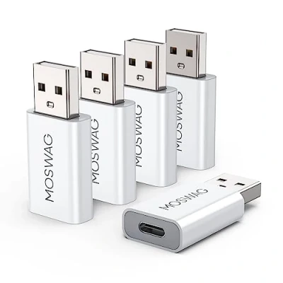 Immagine di MOSWAG Adattatore da USB C a Maschio Femmina Compatibile con caricabatterie Mag Safe, Mac, Mac Book Pro, Book, laptop, PC, computer e altro