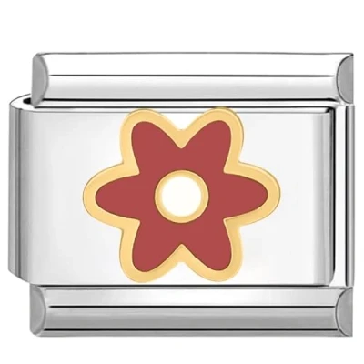 Immagine di Quiges Modulo Charm Link in Stile Italiano da 9 mm Fiore Acciaio Inox per bracciali Italian Links