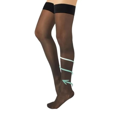Immagine di CALZITALY Calze Autoreggenti 140 Den Compressione Graduata Forte, Elastiche Medicali S M L XL (XL, Nero)