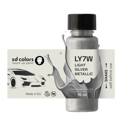 Immagine di SD COLORS LY7W Vernice per ritocchi in argento chiaro, 15 ML, riparazione, con codice colore, LY7W, colore: chiaro e metallizzato (Just Paint)