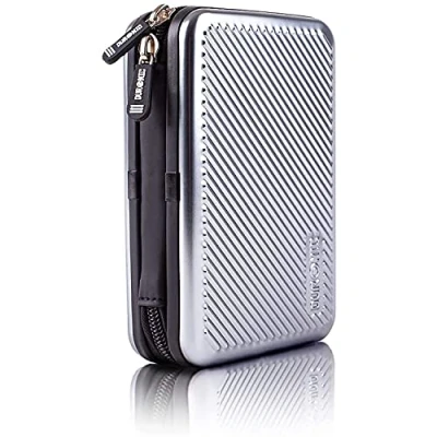 Immagine di Duronic HDC3 SR Custodia rigida protettiva per disco rigido GPS carica batteria portatile Borsa dischi rigidi esterni 11 x 16 cm Argento Alluminio antiurto Leggero e Compatto
