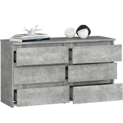 Immagine di BDW Cassettiera con 6 Cassetti 100cm di Larghezza, 57cm Altezza Mobile, Credenza, Multiuso, Scarpiera, Classificatore Soggiorno, Camera da Letto, Corridoio cemento