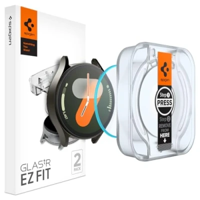 Immagine di Spigen Glas.tR EZ Fit Vetro Temperato compatibile con Samsung Galaxy Watch 7 40mm, 2 Pezzi, Incompatibile il case, Installazione Facile, Cristallino, Durezza 9H Pellicola prottetiva