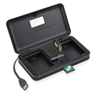 Immagine di Caricabatterie DMW BLK22/BLF19E con lettore di schede Compatibile Panasonic Lumix DC S5, S5 II, IIX, GH5 GH6, S5II, S5IIX, S5M2, S5M2X, GH5M2