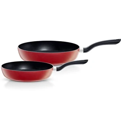 Immagine di Fissler Cenit Red Set di 2 padelle (diametro 24 e 28 cm) in alluminio rivestito, antiaderente, compatibile induzione