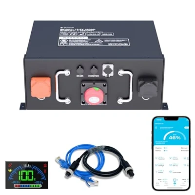 Immagine di Mjbsan batteria LiFePO4 da 12 V, 320 Ah, 4096 Wh con al litio integrata 250 A, BMS monitoraggio app, 4000 12000 cicli e durata di 10 anni, ideale per roulotte, impianti solari,