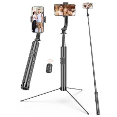 Immagine di 191 CM Bastone Selfie, Treppiede per Telefono in Alluminio Treppiedi Selfie Stick 4 1 con Telecomando Staccabile, Smartphone da Viaggio Compatibile iPhone15/14/13/12/Samsung/GoPro