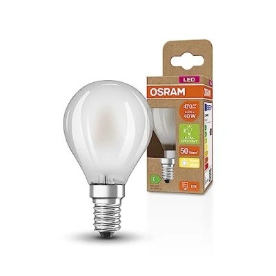 Immagine di OSRAM Lampada LED SUPERSTAR+ CLASSIC P GLFR 40, E14, sfera, 2.5W, 470lm, 2700K, luce bianca calda, tecnologia a filamento LED, basso consumo energetico, classe di efficienza energetica B