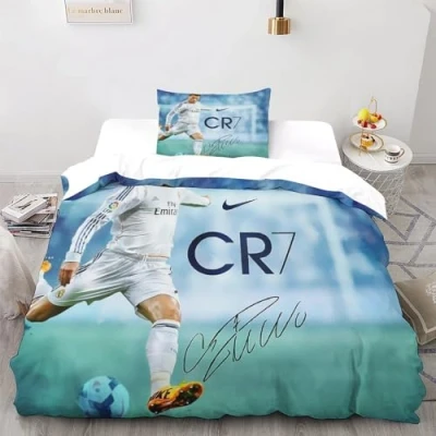 Immagine di Ronaldo Set Di Biancheria Da Letto Per Con Stampa 3D, Copripiumino Cerniera, Incluso E Federe, Ragazzi Ragazze Single（135x200cm）