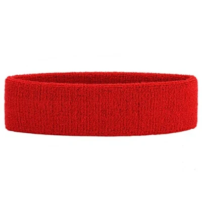 Immagine di Onupgo fascia per il sudore in spugna a righe, la testa e polsini, set con polsini basket, allenamento, atletica ed esercizi, assorbono (HEADB, rosso)