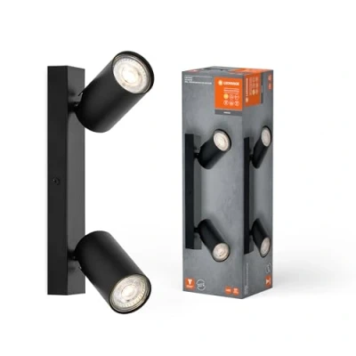 Immagine di LEDVANCE LED SPOT OCTAGON 2x3,4 W, GU10, 460 lm, nero, 2.700K, bianco caldo, lampada intramontabile e sostituibile, ideale per interni, teste orientabili, dimmerabile