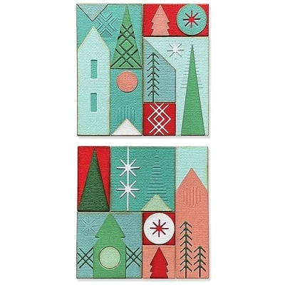 Immagine di Sizzix Set Thinlits Holiday Blocks da 27 Pezzi di Tim Holtz, 666335, Fustelle Taglio in Metallo sottilissime per Scrapbooking, goffratura, diario, Silver, One Size