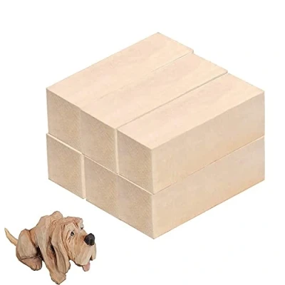 Immagine di TSKDKIT 6 grandi blocchi di legno tiglio, non finiti, set morbido per intagliare principianti, hobby e professionisti (15 x 5 cm)