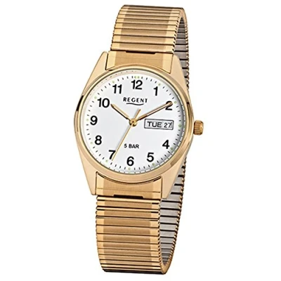 Immagine di Regent URF293 Orologio da polso uomo, analogico, in acciaio INOX, colore: oro