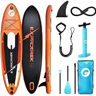 Immagine di Exprotrek Stand Up Paddle Board Tavola Sup Gonfiabile Set Completo per Paddling Spessore 6&#039;&#039; Adatta a Tutti i Livelli di difficoltà Pagaia in Alluminio e Accessori, 150kg Max