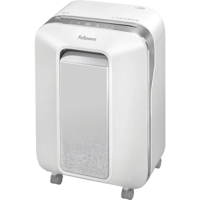 Immagine di Fellowes LX201 Distruggi Documenti a Microframmento, 12 Fogli, per Uso Personale e Piccolo Ufficio, con Tecnologia 100% Antiinceppamento Safesense, Bianco