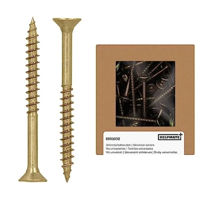 Immagine di HELPMATE Viti universali a testa svasata 4,5 x 50 giallo passivato 150 per legno con attacco T e filettatura parziale truciolato interni ed esterni protetti