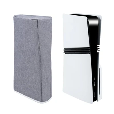 Immagine di Mcbazel PS5 Pro Custodia Antipolvere, Protettiva Verticale per in Tessuto di Poliestere Cationico con Ritaglio Console Playstation 5 Disc &amp; Digital Grigia