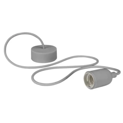 Immagine di Vellight Portalampada a sospensione in silicone con cavo tessile, 100 cm, orientabile, attacco E27, grigio