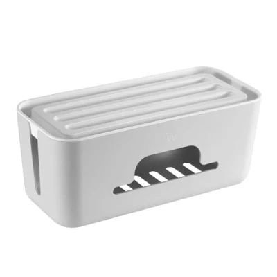 Immagine di Scatola Portacavi, Ewent Contenitore per cavi e prese multiple, Organizer cavi, Organizzatore raccogli Nascondi fili, 30,7x13,5x13 cm Bianco