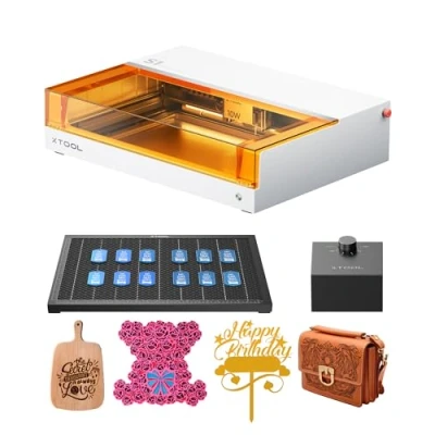 Immagine di xTool S1 10W Incisore Laser Basic Kit con Assistenza Aria e Pannello Nido d&#039;Ape, Messa a Fuoco Automatica, Grande Dimensione 498x330mm, Spot 0,04*0,06mm, Incisione Precisa su Legno, Metallo (Bianco)