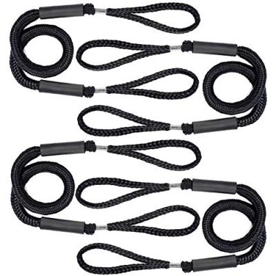 Immagine di Arola Bungee Dock Line Ormeggio Corda per Barca Linea di Ancoraggio Accessori Barche 4 Pezzi (Nero)