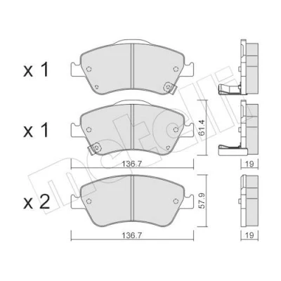 Immagine di METELLI 22 0794 0 Kit pastiglie freno con segnalatore acustico usura TOYOTA: Auris Hatchback, Corolla XI Sedan