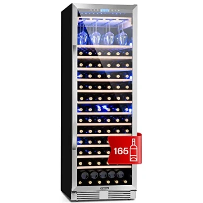 Immagine di KLARSTEIN Cantinetta Vino Design da Incasso, Refrigerata a Zona Doppia per Rosso, Bianco e Birra, Controlli Touch, Frigo Esterno/Interno, 433L, 165 Bottiglie