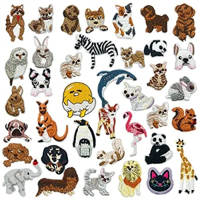 Immagine di Woohome 37 Pz Toppe Termoadesive, Misto Animale Applique Patch Decorative Applicabili per Vestiti Toppa Ricamata Fai da Te Cucire Applicazioni Abiti, Gonne, Borse