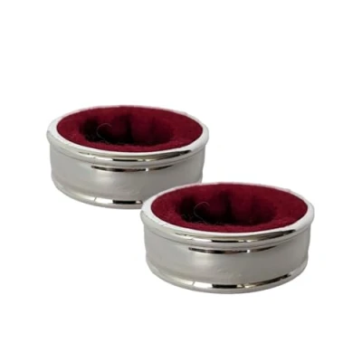 Immagine di Set di 2 anelli antigoccia, diametro 4 cm, larghezza 1,5 placcato argento, per bottiglie vino,