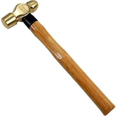 Immagine di WEDO martello a sfera con manico in legno, peso testa 230 g, da ingegneria, fabbro, forgiata ottone, lunghezza 280 mm