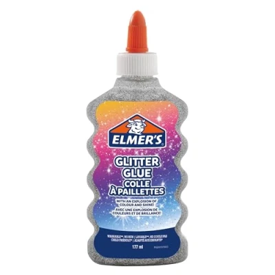 Immagine di Elmer’s colla glitterata, argento, lavabile e adatta ai bambini, 177 ml