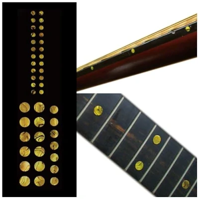 Immagine di Inlay F 085CD OC AZ Pennarelli adesivi per chitarra e basso, set di puntini personalizzati, ocra,