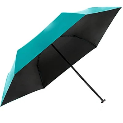 Immagine di Knirps ultra US.050 Slim Manual, ombrello tascabile leggero e piatto, resistente alle tempeste, antivento, 21 cm, Turchese con rivestimento nero, 90 Moderno