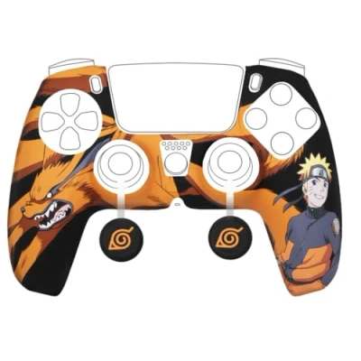 Immagine di Konix Naruto Shippuden Custodia di protezione per controller DualSense PS5 Silicone Supporti pollici Design Kurama/Kyûbi e Nero