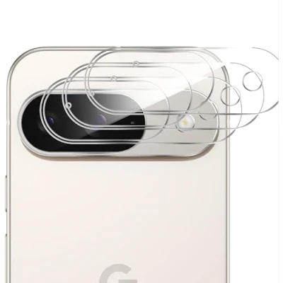 Immagine di GIOPUEY Pellicola Fotocamera Compatibile con Google Pixel 9, [3 Pezzi] 3D Vetro Temperato [Altamente Trasparente] Protezione per 9