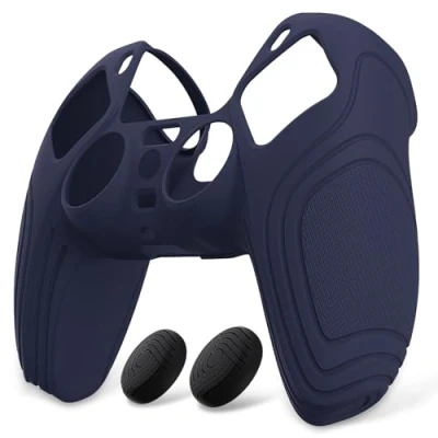 Immagine di eXtremeRate PlayVital Cover Skin in Silicone per ps5 Controller Custodia Protettiva Antiscivolo Joystick con Gommini Coprilevette Analogiche Samurai(Blu)
