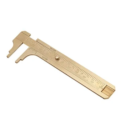 Immagine di Calibro Ottone, 1Pc Mini Scorrevole in Ottone Retrò a Corsoio, Strumento di Misura Righello Scorrevole, MM/Pollici 80 mm 100 Opzionale (Double scale 100mm)