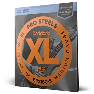 Immagine di Corde D’Addario EPS160 5 ProSteels per basso, corde, Medium, 50 135, Long Scale